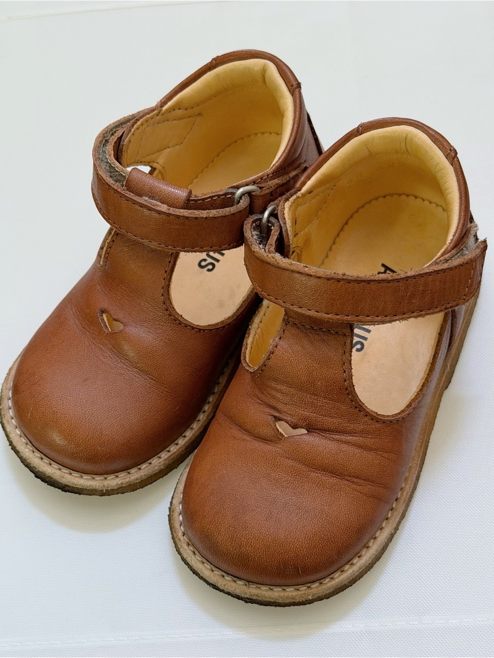 Angulus Tan Leather Mary Jane Kids Shoes